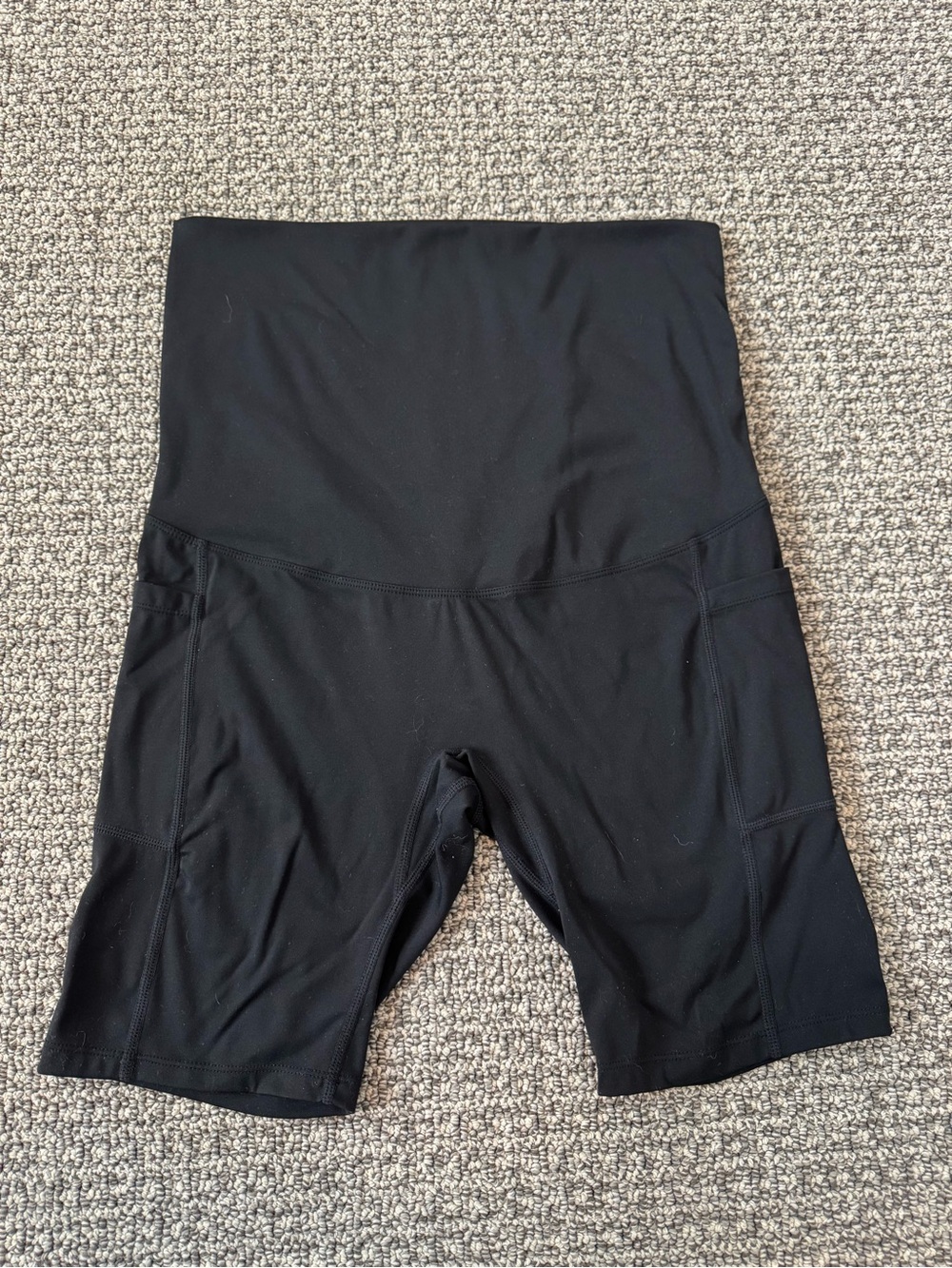 Poshdivah 8” Black Over the Bump Maternity Bike Shorts with Side Pockets